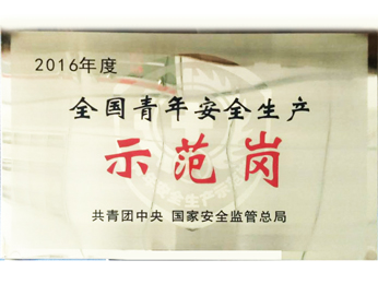 獲2016年度全國青年安全生產(chǎn)示範(fàn)崗